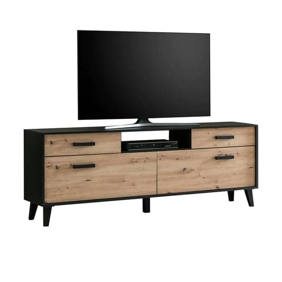 Artisan Oak TV Stand with Storage - Aliso Wooden TV Unit with 2 Doors & 2 Drawers