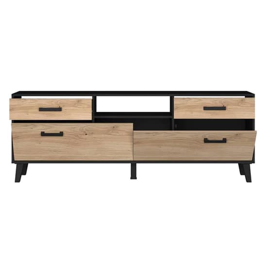 Artisan Oak TV Stand with Storage - Aliso Wooden TV Unit with 2 Doors & 2 Drawers