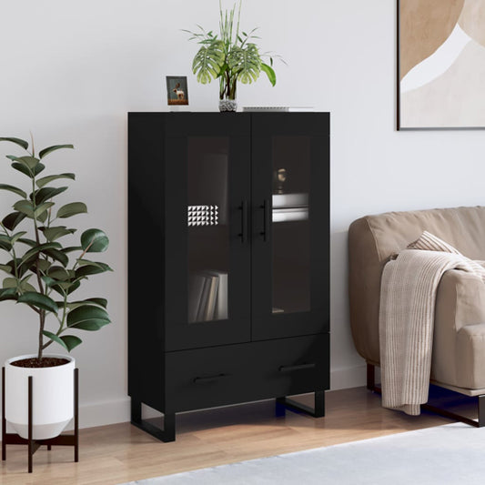 Alivia Wooden Display Cabinet With 2 Doors 1 Drawer In Black