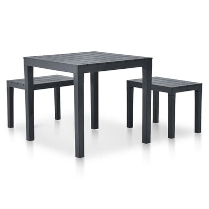 Aliza Plastic Garden Dining Table With 2 Benches In Anthracite