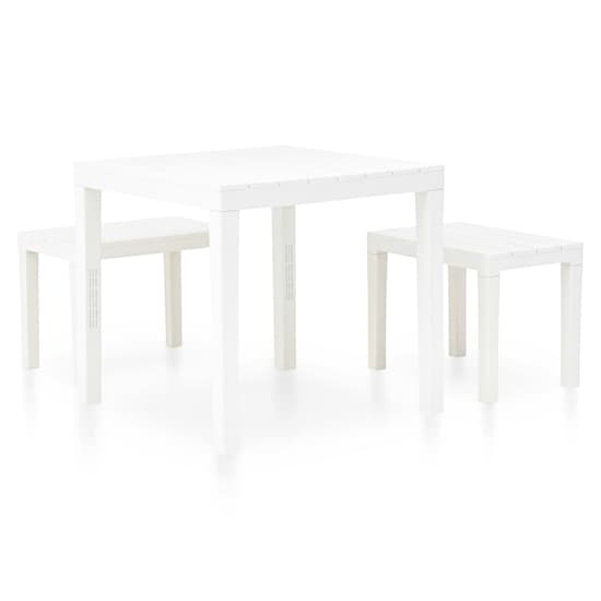 Aliza Plastic Garden Dining Table With 2 Benches In White