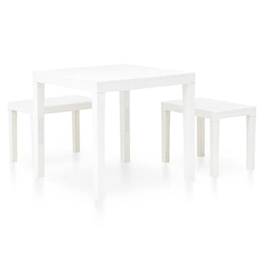 Aliza Plastic Garden Dining Table With 2 Benches In White