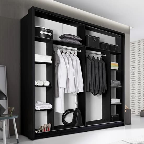 Allen Large Wardrobe With Sliding 2 Doors In Matt Black