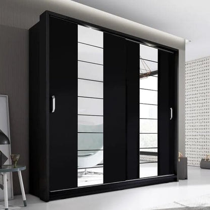 Allen Large Wardrobe With Sliding 2 Doors In Matt Black