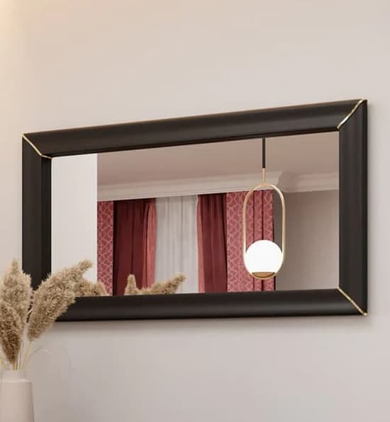 Black Wooden Framed Allen Wall Mirror - Elegant Home Decor, 64cm x 120cm