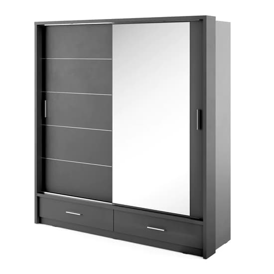 Allen Wardrobe With Sliding 2 Doors And Drawers In Matt Black