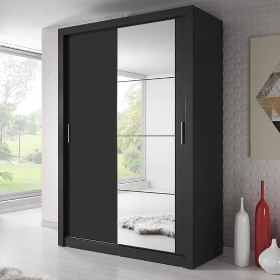 Allen Wardrobe With Sliding 2 Doors In Matt Black