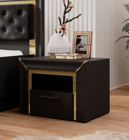 Allen Wooden Bedside Cabinet With 1 Drawer In Black