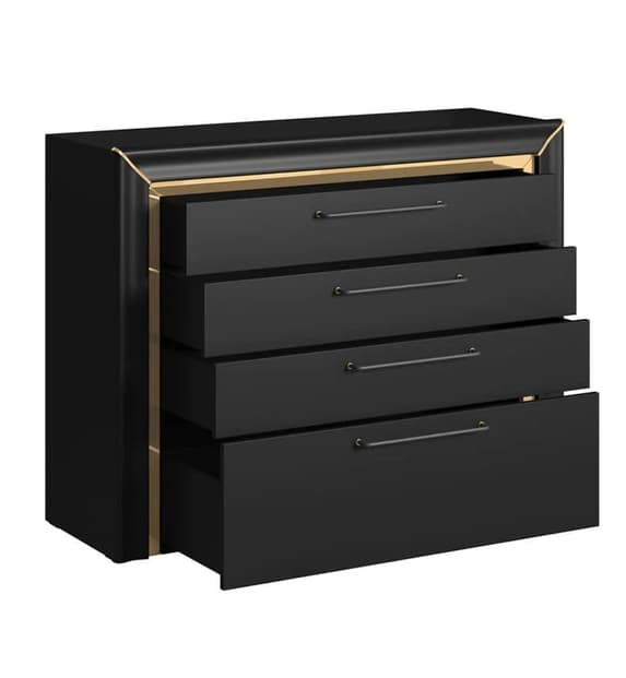 Allen Wooden Chest Of 4 Drawers In Black