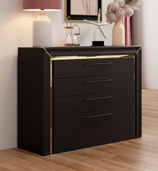 Allen Wooden Chest Of 4 Drawers In Black