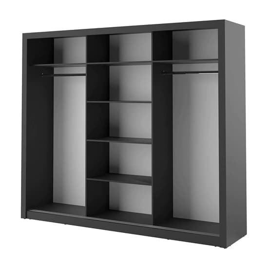 Allen Wooden Wardrobe With Sliding 3 Doors In Matt Black