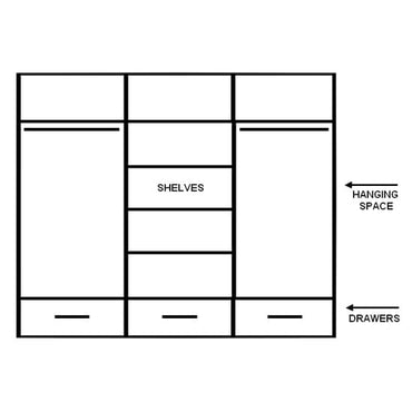 Allen Wooden Wardrobe With Sliding 3 Doors In Matt Grey