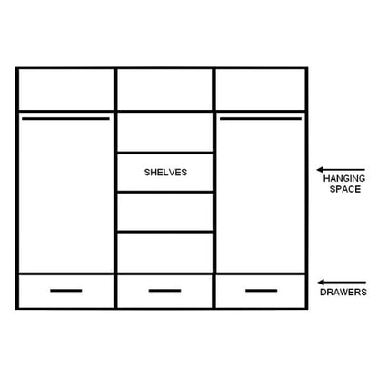 Allen Wooden Wardrobe With Sliding 3 Doors In Matt Grey