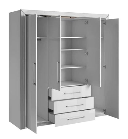 Allen Wooden Wardrobe With Hinged 4 Doors In White