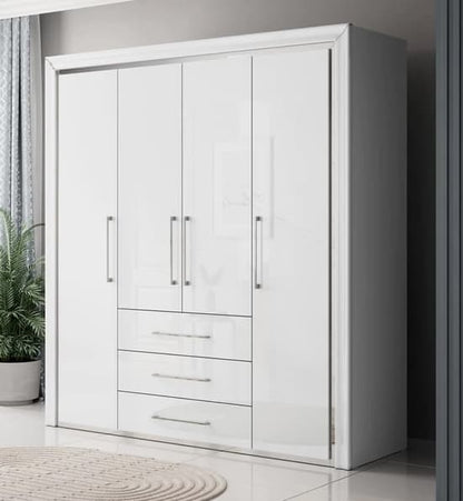 Allen Wooden Wardrobe With Hinged 4 Doors In White