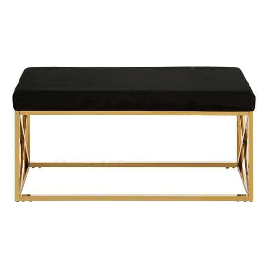 Alluras Black Velvet Dining Bench With Gold Frame