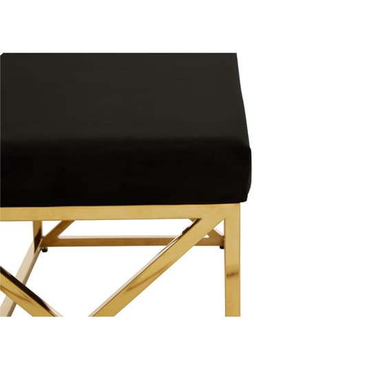 Alluras Black Velvet Dining Bench With Gold Frame