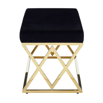 Alluras Black Velvet Dining Bench With Gold Steel Frame