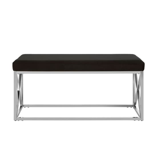 Alluras Black Velvet Dining Bench With Silver Steel Frame