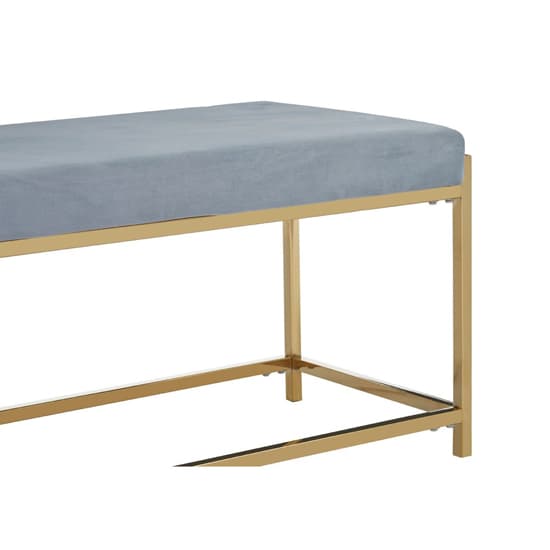 Alluras Blue Velvet Dining Bench With Straight Gold Frame