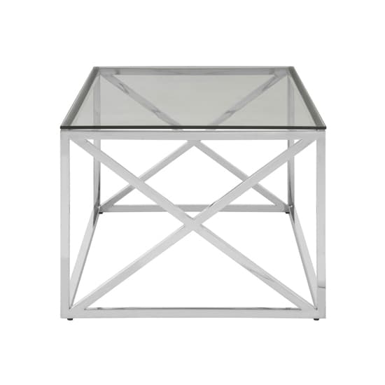 Alluras Clear Glass Coffee Table with Silver Stainless Steel Frame for Modern Living Rooms