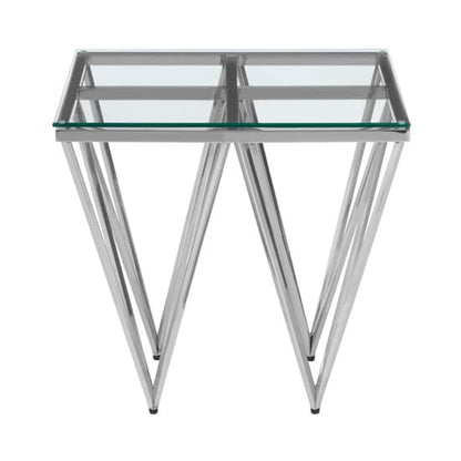 Modern Silver Glass Console Table with Unique Spike Legs