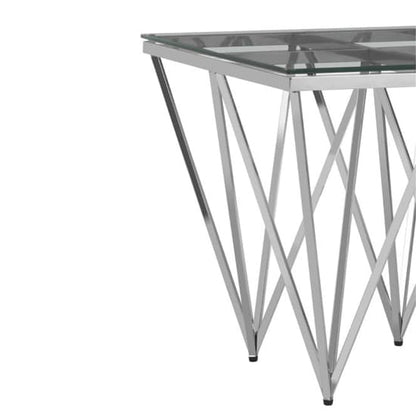 Modern Silver Glass Console Table with Unique Spike Legs