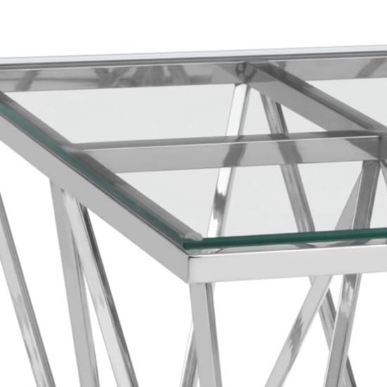 Modern Silver Glass Console Table with Unique Spike Legs