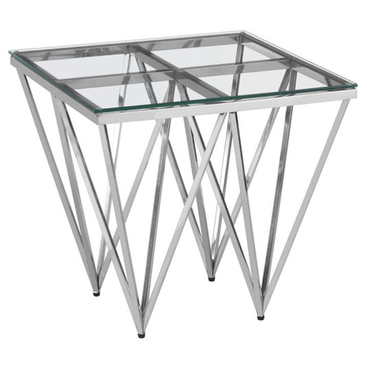 Modern Silver Glass Console Table with Unique Spike Legs