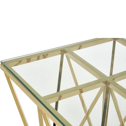 Modern Gold Metal Frame Glass Console Table - Alluras Collection