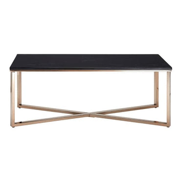 Faux Marble Coffee Table with Champagne Gold Legs - Modern Geometric Design