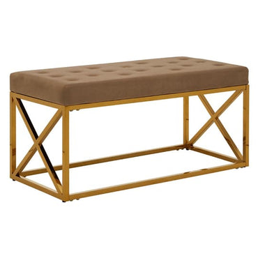 Modern Gold Velvet Console Table with Iron Base