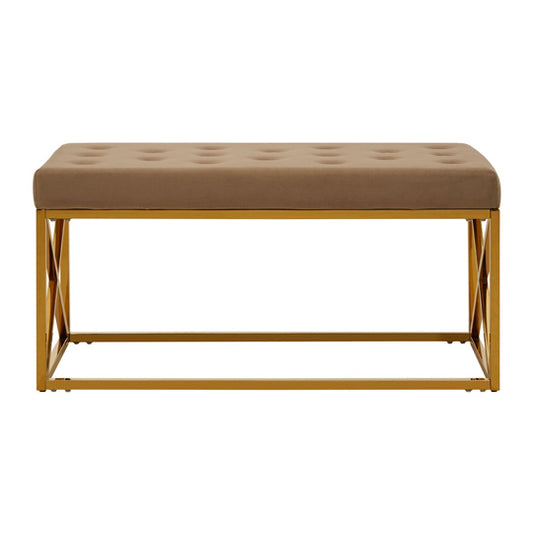 Modern Gold Velvet Console Table with Iron Base