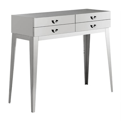 FURCO Alluta 4-Drawer Silver Console Table for Living Room and Bedroom Storage