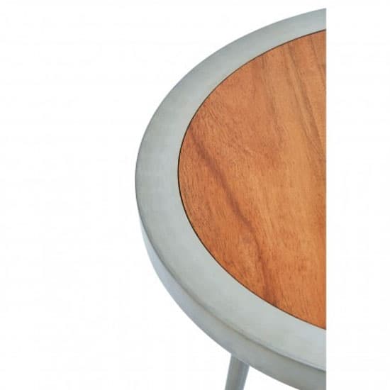 Acacia Wood Round Side Table with Gold Aluminium Frame for Modern Living Spaces