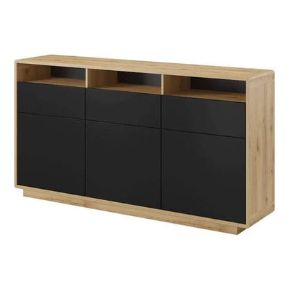 Altea Wooden Sideboard 3 Doors 3 Drawers In Torus Oak With LED