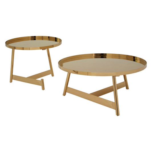 Luxe Gold Metal Round Nesting Side Tables Set of 2 - Alvara by FURCO