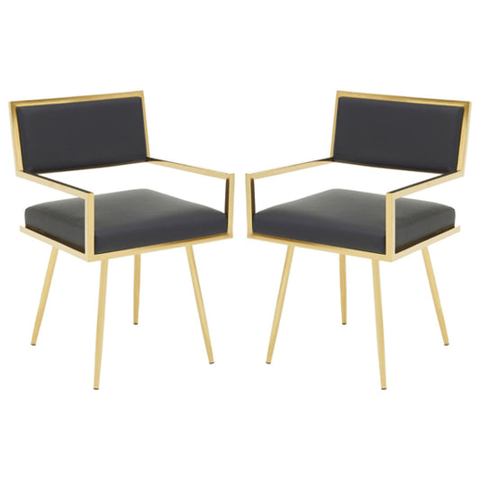 Azaltro Black Leather Effect Dining Chairs In A Pair