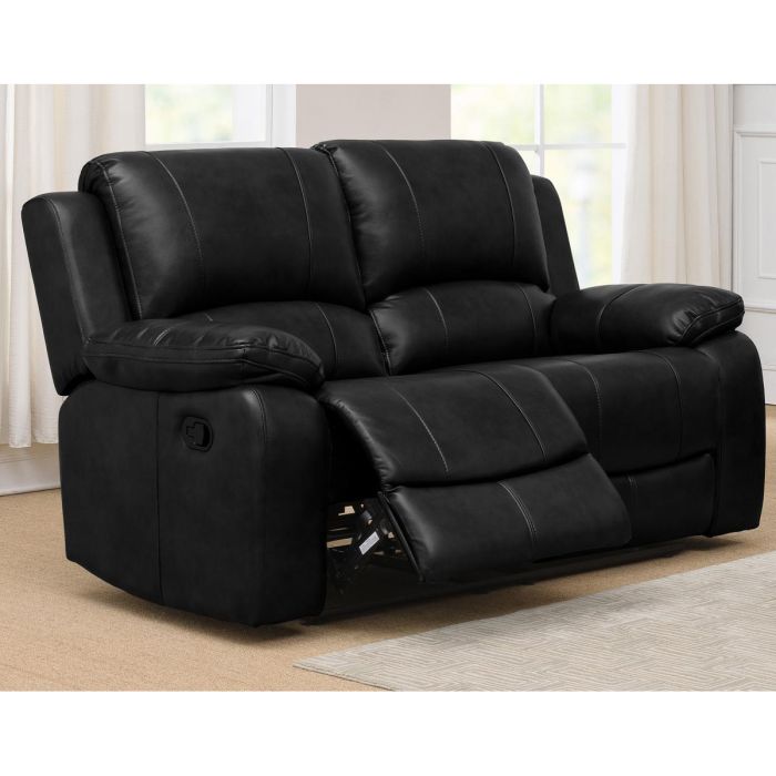 Maldon Recliner LeatherGel & PU 2 Seater - Black - Nestium