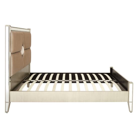 Antibes Mirrored Glass Wooden King Size Bed In Antique Silver