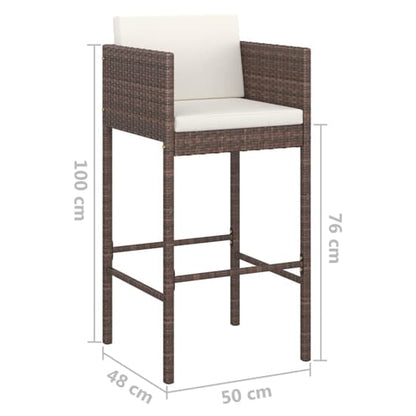 FURCO Brown PE Rattan Outdoor Bar Table Set with 2 Chairs – Weather-Resistant Garden Furniture