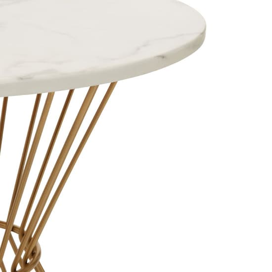 FURCO Contemporary Round Marble Dining Table with Gold Metal Base