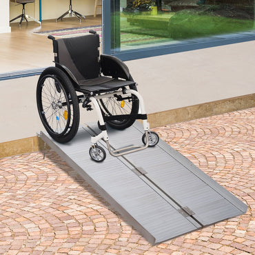 HOMCOM ft Folding Aluminum Wheelchair Ramp Scooter Portable Mobility Assist Suitcase Access Aid Disabled