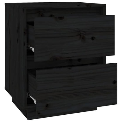 Aoife Pine Wood Bedside Cabinet With 2 Drawers In Black