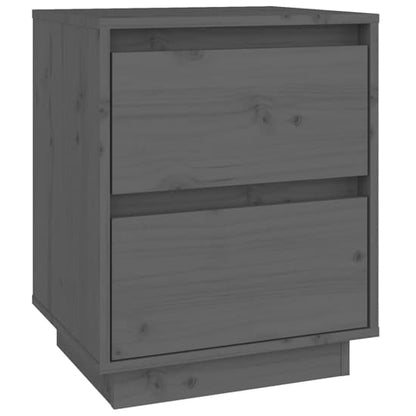 Aoife Pine Wood Bedside Cabinet With 2 Drawers In Grey