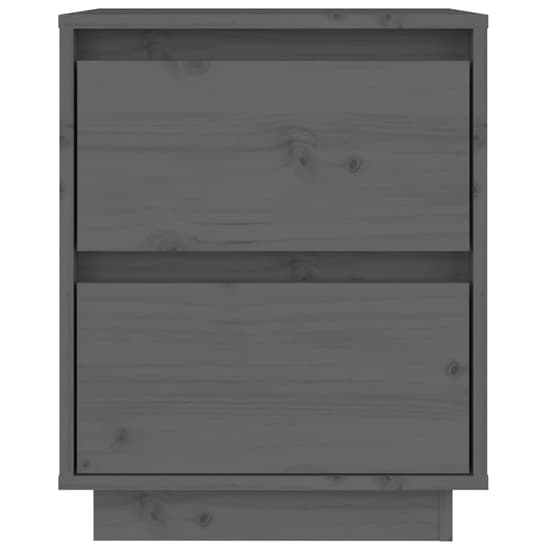 Aoife Pine Wood Bedside Cabinet With 2 Drawers In Grey