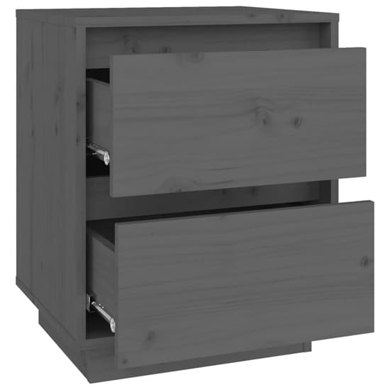 Aoife Pine Wood Bedside Cabinet With 2 Drawers In Grey