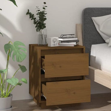 Aoife Pine Wood Bedside Cabinet With 2 Drawers In Honey Brown