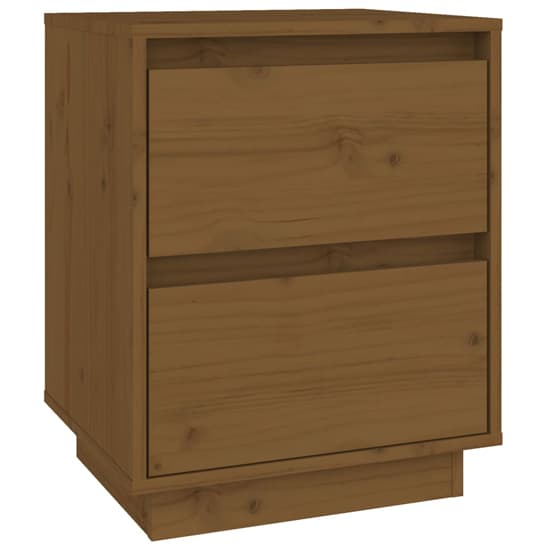 Aoife Pine Wood Bedside Cabinet With 2 Drawers In Honey Brown