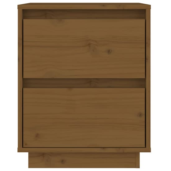 Aoife Pine Wood Bedside Cabinet With 2 Drawers In Honey Brown